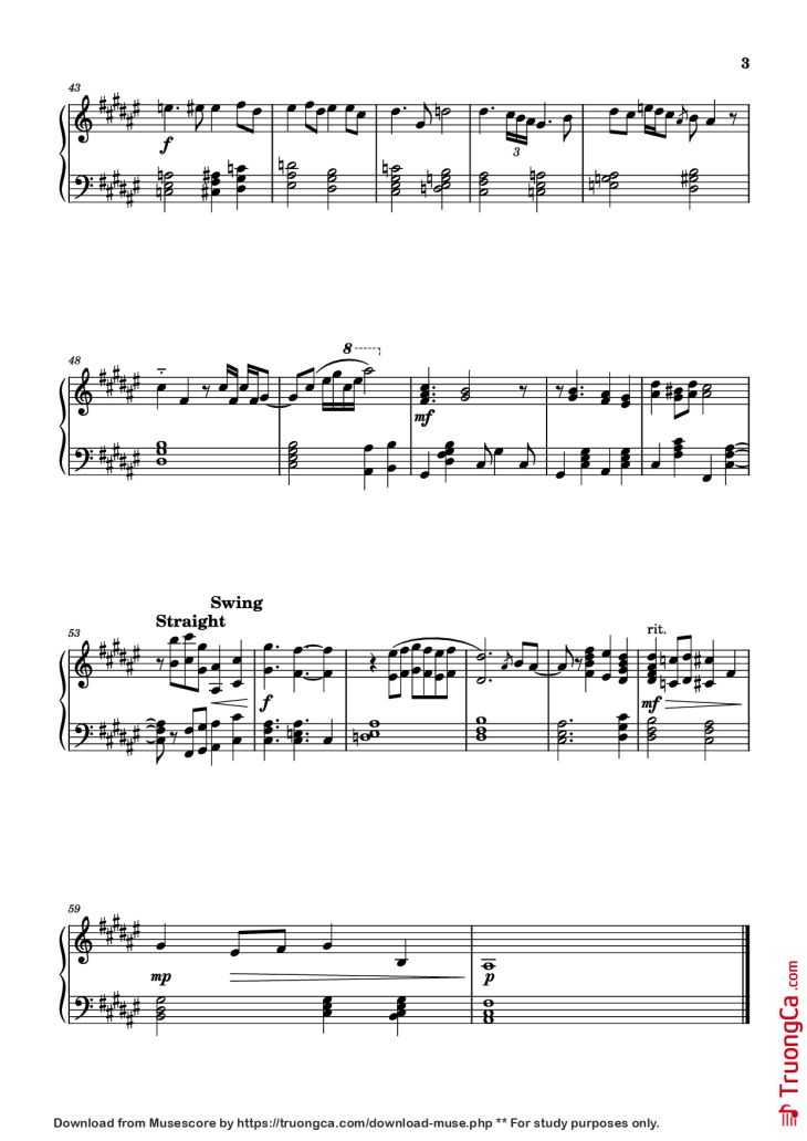 Page 3 of the piano sheet music PDF Piano – One More Tomorrow Piano by Frankie Carle