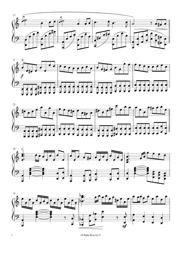 Page 2 of the piano sheet music PDF Piano – Beethoven Virus by BanYa