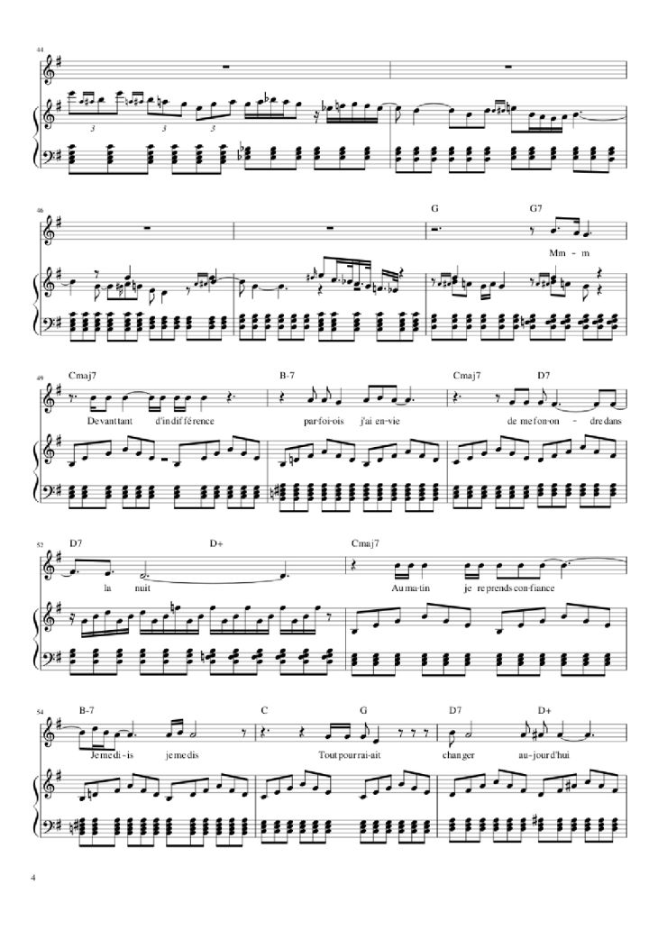 Page 4 of the piano sheet music PDF Piano – Love me, please love me Piano by Musique : Michel Polnareff