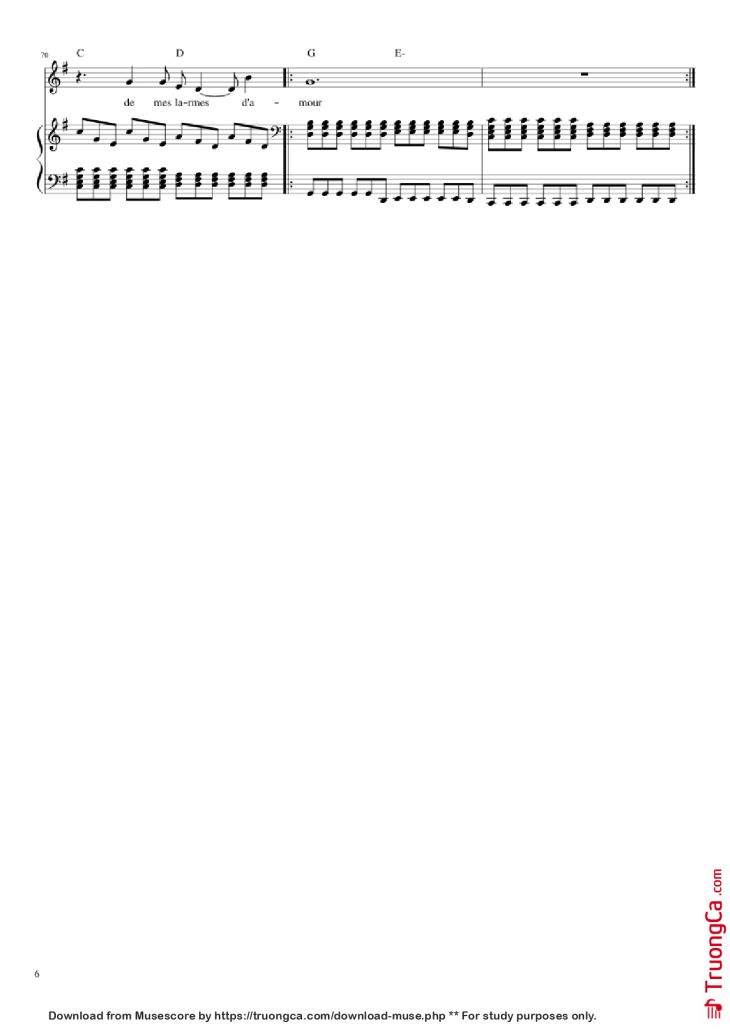 Page 6 of the piano sheet music PDF Piano – Love me, please love me Piano by Musique : Michel Polnareff