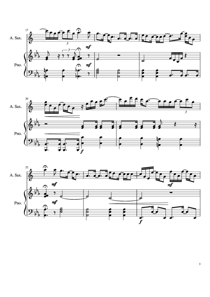 Page 3 of the piano sheet music PDF Piano – Your Song Piano by Damon McLean