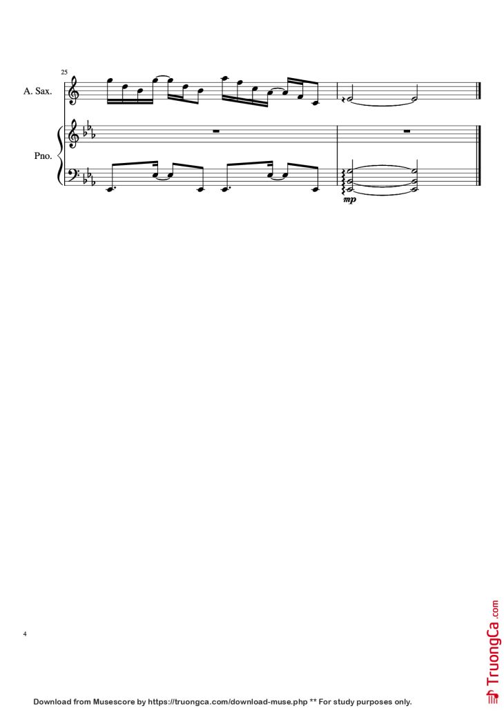 Page 4 of the piano sheet music PDF Piano – Your Song Piano by Damon McLean