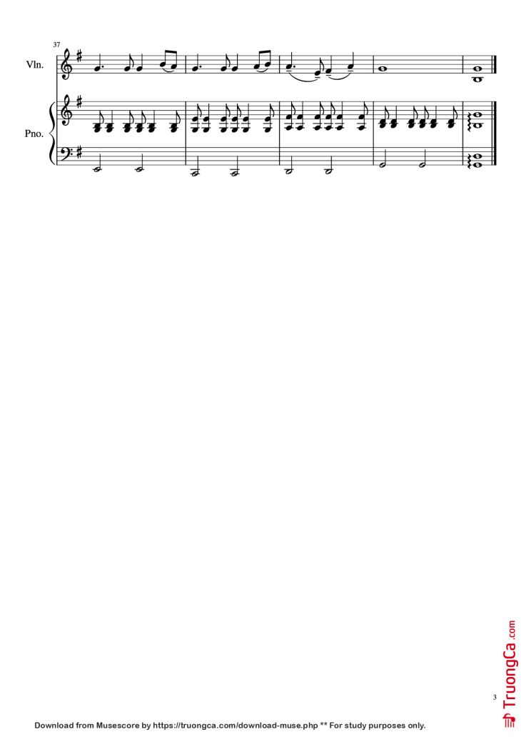 Page 3 of the piano sheet music PDF Piano – 月亮代表我的心 Piano Violin by 鄧麗君