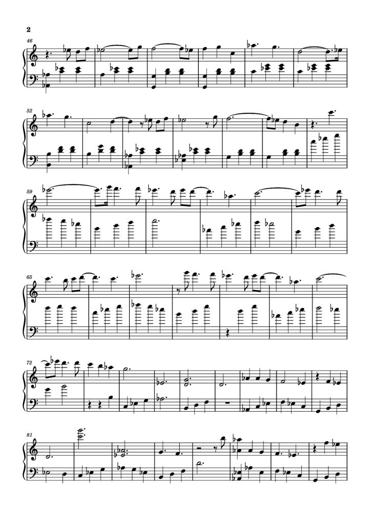 Page 2 of the piano sheet music PDF Piano – A Fragment Of My Soul Piano by Invadable Harmony