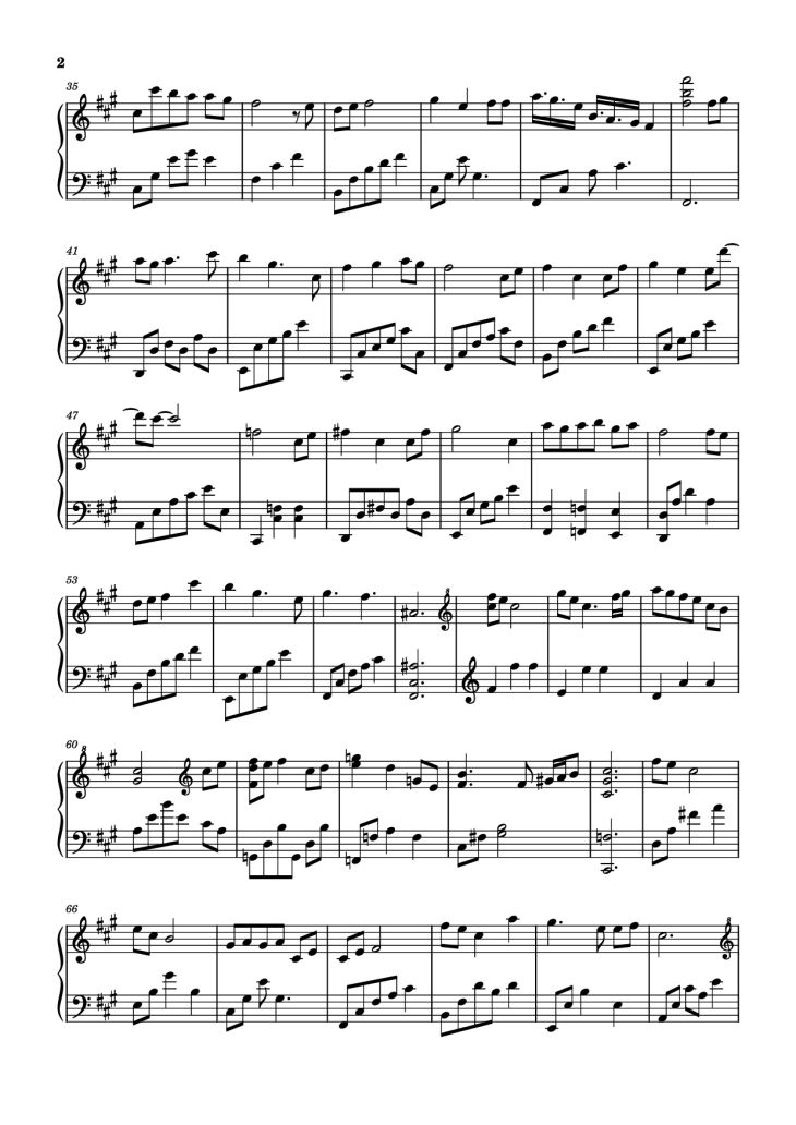 Page 2 of the piano sheet music PDF Piano – 灯火未眠 Piano (Đăng Hỏa Vị Miên) by 熙月月