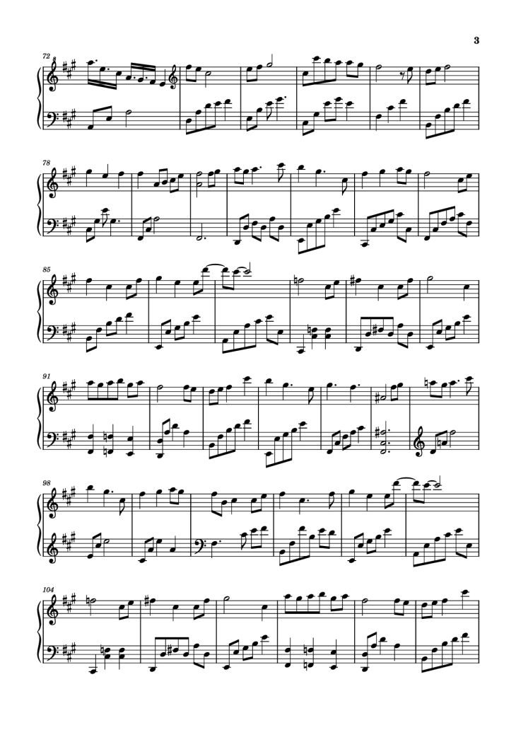 Page 3 of the piano sheet music PDF Piano – 灯火未眠 Piano (Đăng Hỏa Vị Miên) by 熙月月