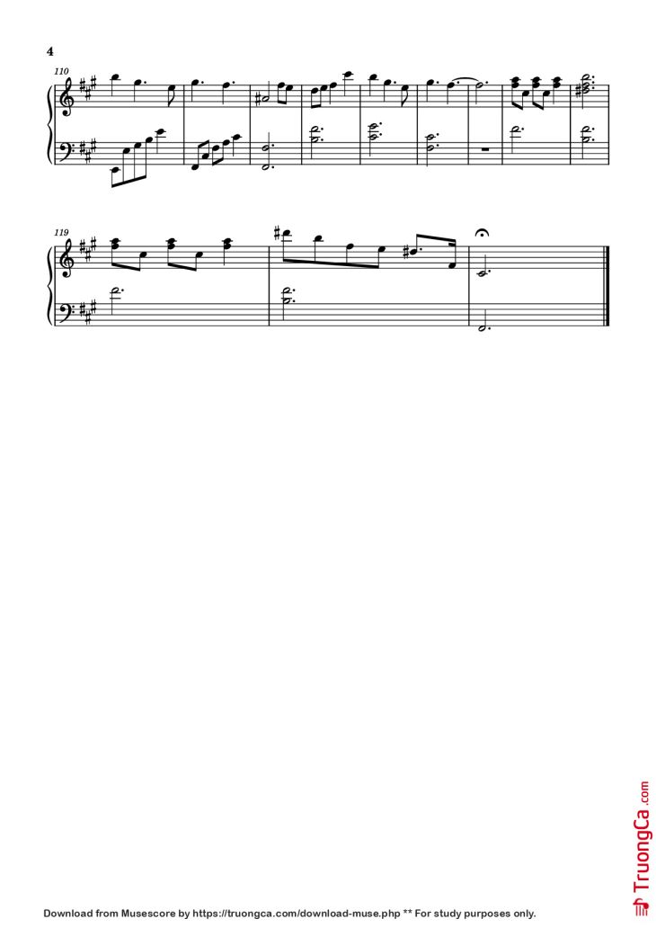 Page 4 of the piano sheet music PDF Piano – 灯火未眠 Piano (Đăng Hỏa Vị Miên) by 熙月月