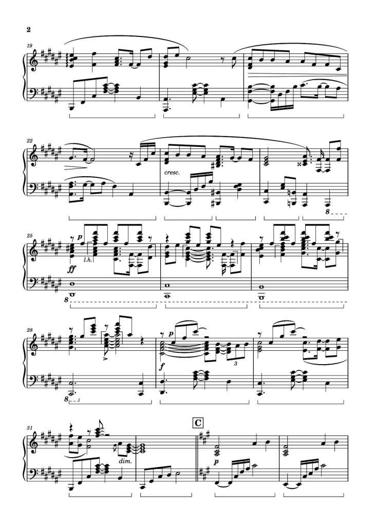 Page 2 of the piano sheet music PDF Piano – Bios Piano by Original Music by Hiroyuki Sawano