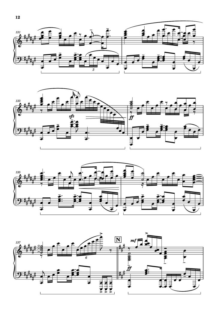 Page 12 of the piano sheet music PDF Piano – Bios Piano by Original Music by Hiroyuki Sawano