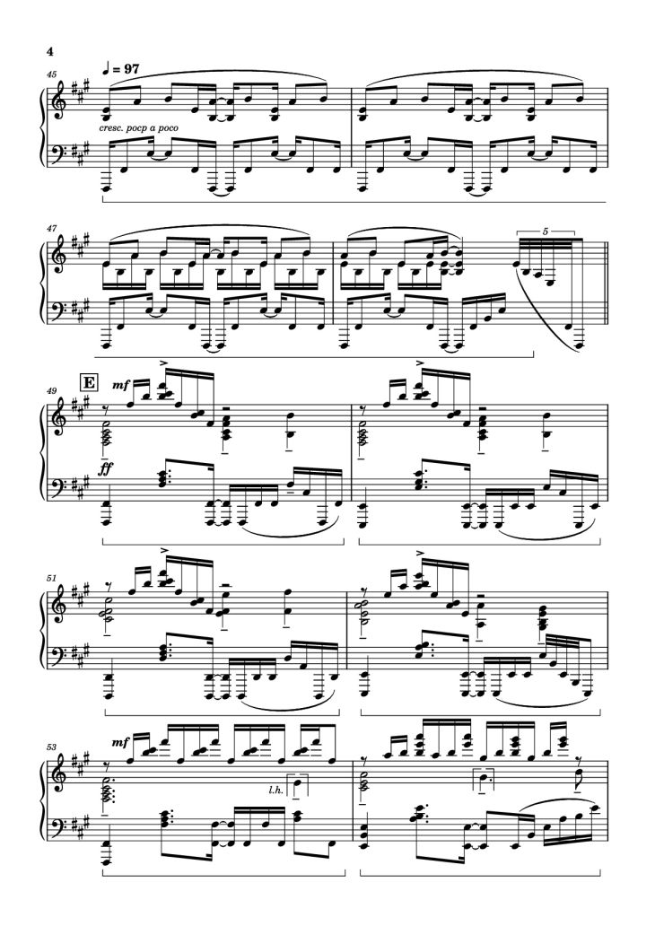 Page 4 of the piano sheet music PDF Piano – Bios Piano by Original Music by Hiroyuki Sawano
