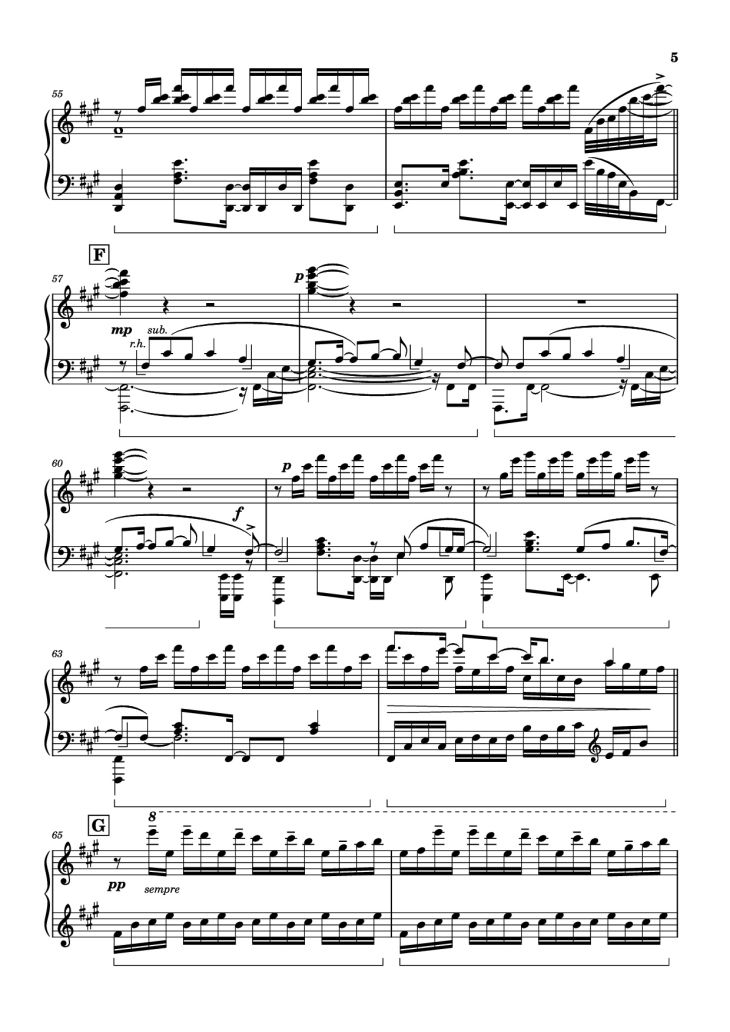 Page 5 of the piano sheet music PDF Piano – Bios Piano by Original Music by Hiroyuki Sawano