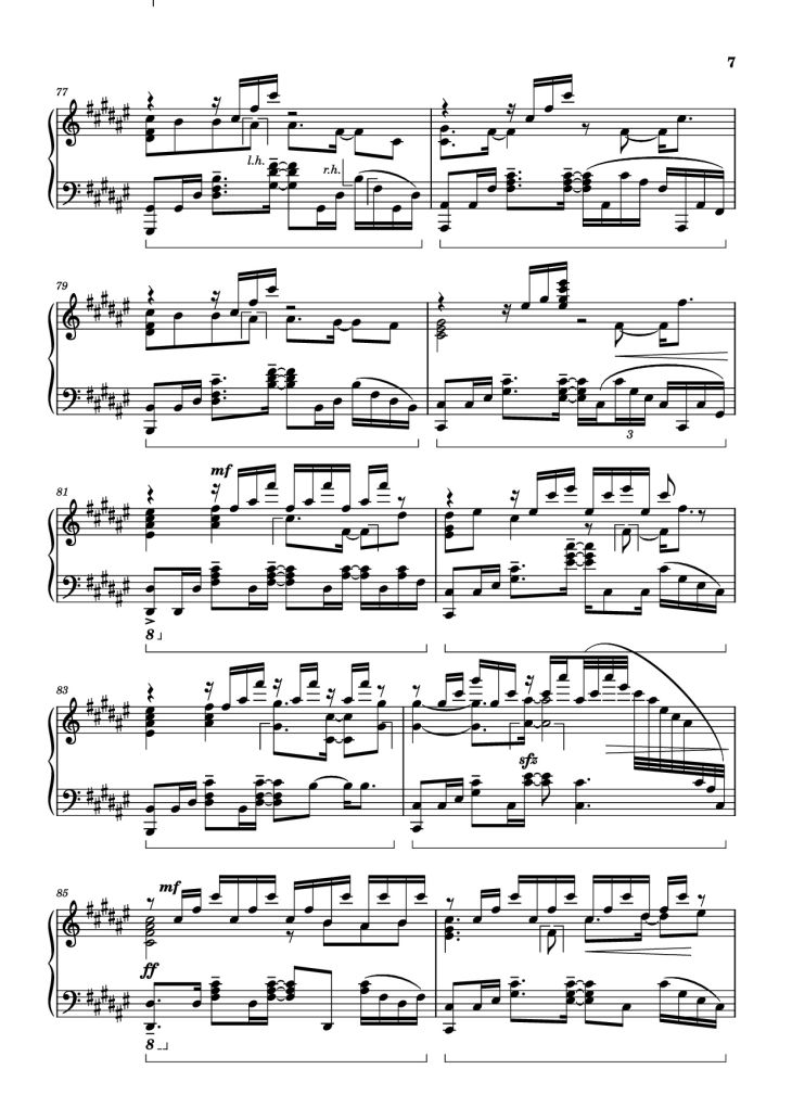 Page 7 of the piano sheet music PDF Piano – Bios Piano by Original Music by Hiroyuki Sawano