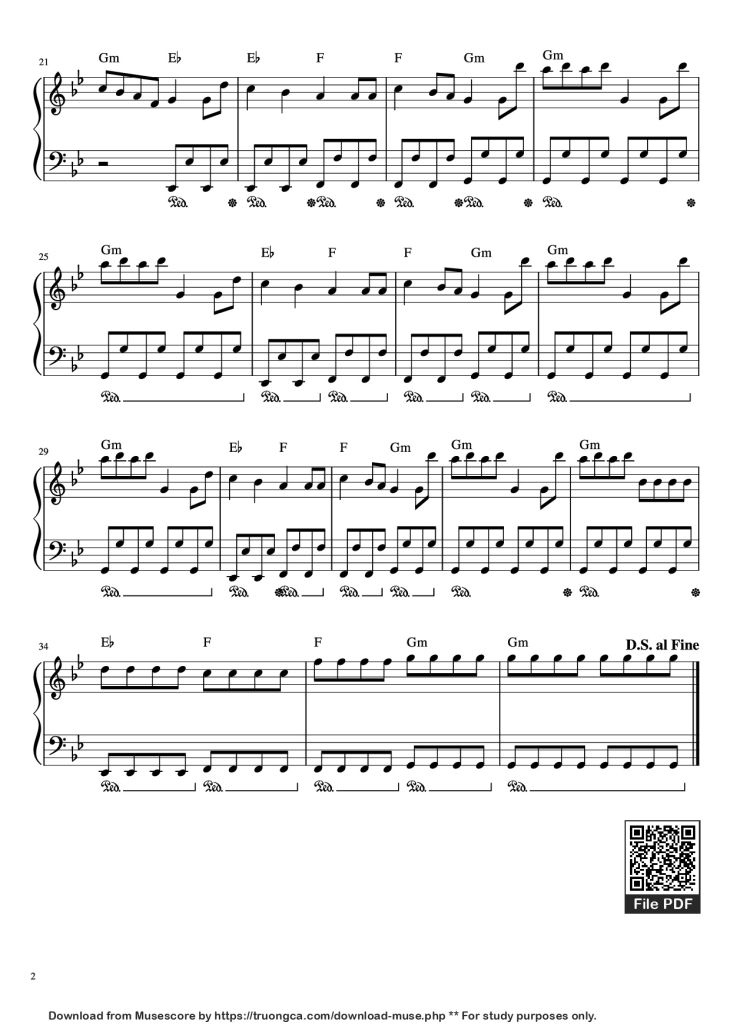 Page 2 of the piano sheet music PDF Piano – Astronomia Piano by Vicetone & Tony Igy