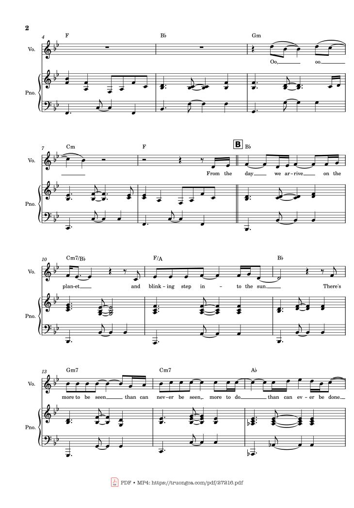 Page 2 of the piano sheet music PDF Piano – Circle of Life Piano & Vocal by Elton John