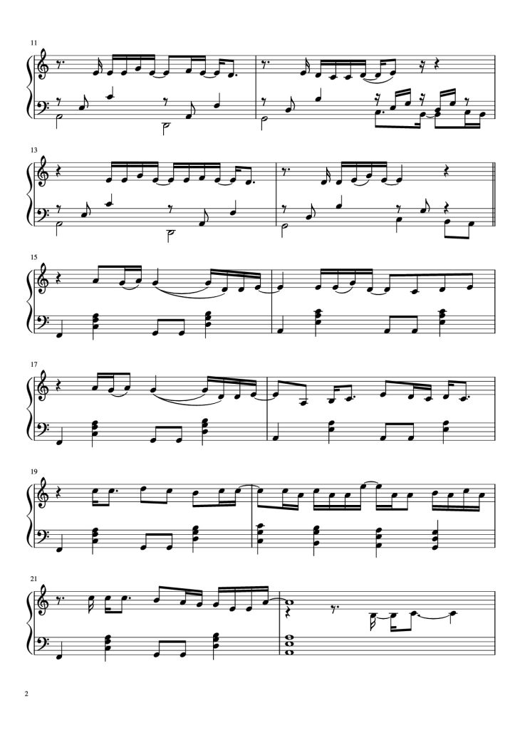 Page 2 of the piano sheet music PDF Piano – Don