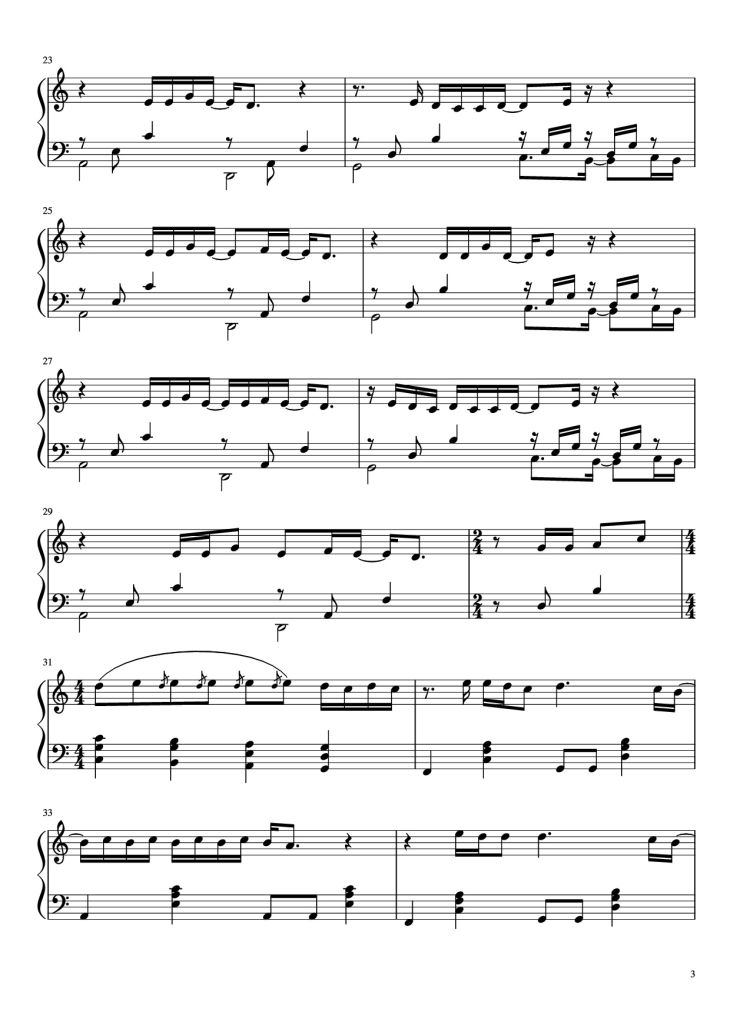 Page 3 of the piano sheet music PDF Piano – Don