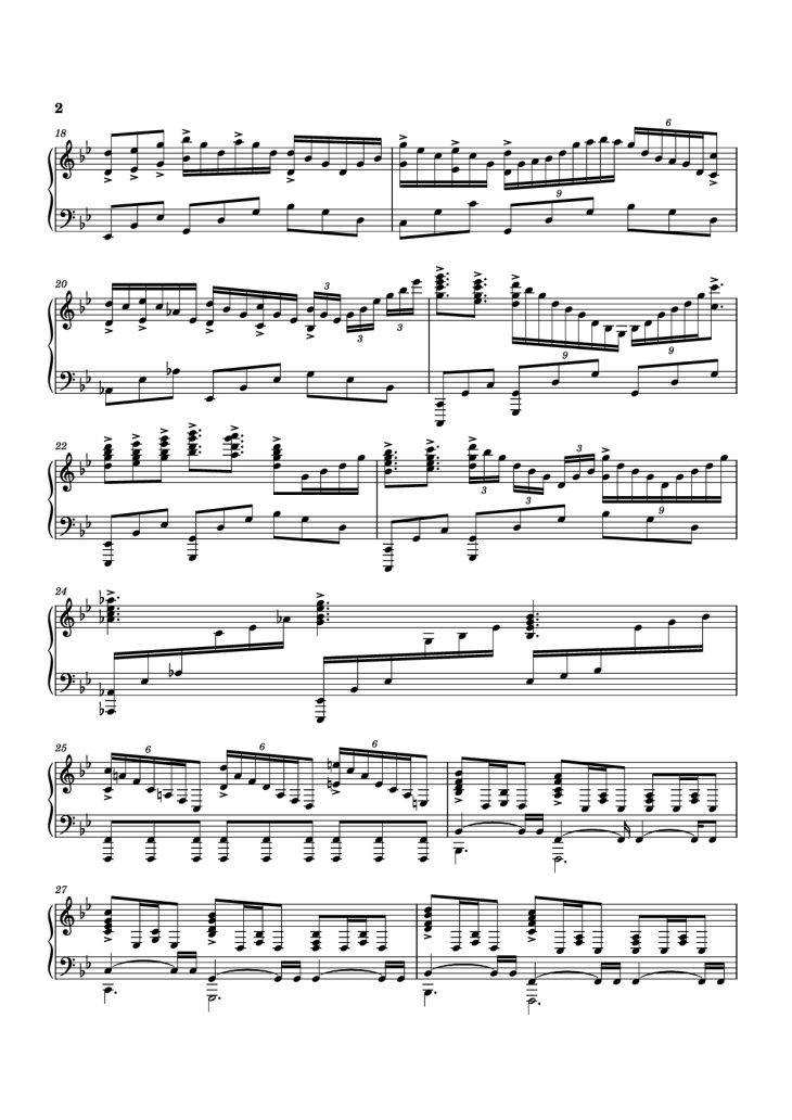 Page 2 of the piano sheet music PDF Piano – Planet Earth II Suite Piano by Music by Hans Zimmer, Billie Ray Fingers