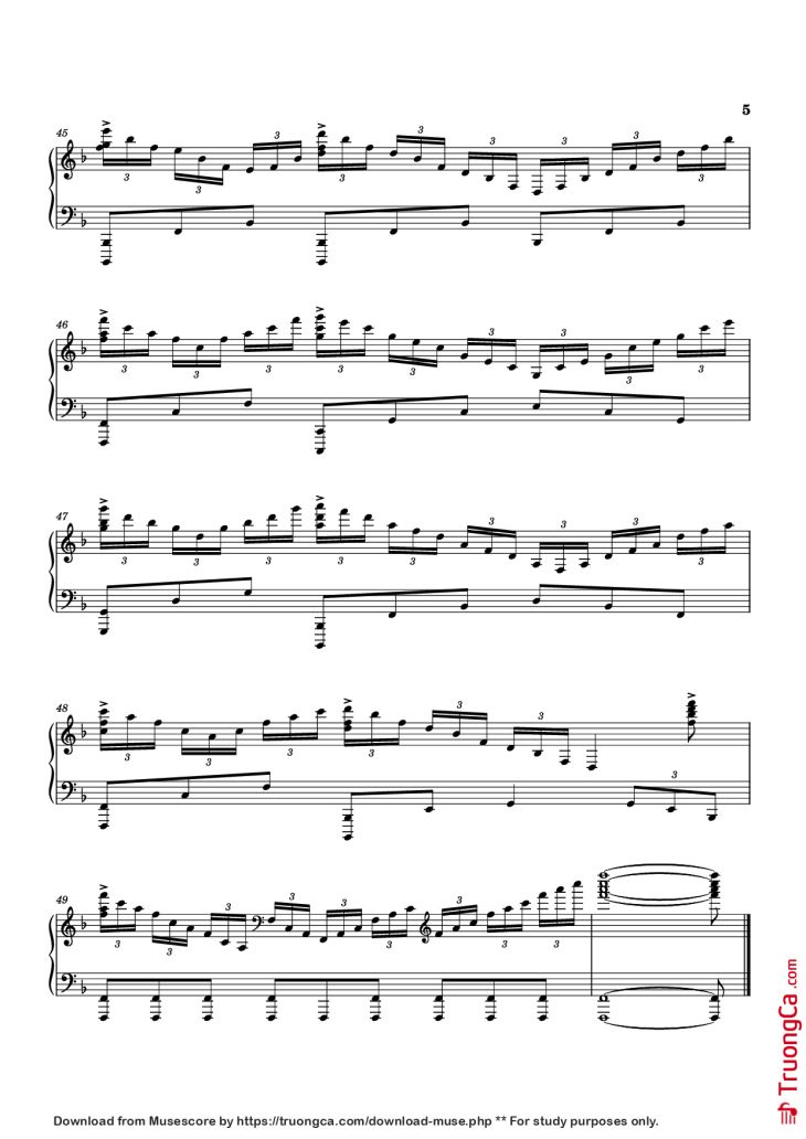 Page 5 of the piano sheet music PDF Piano – Planet Earth II Suite Piano by Music by Hans Zimmer, Billie Ray Fingers