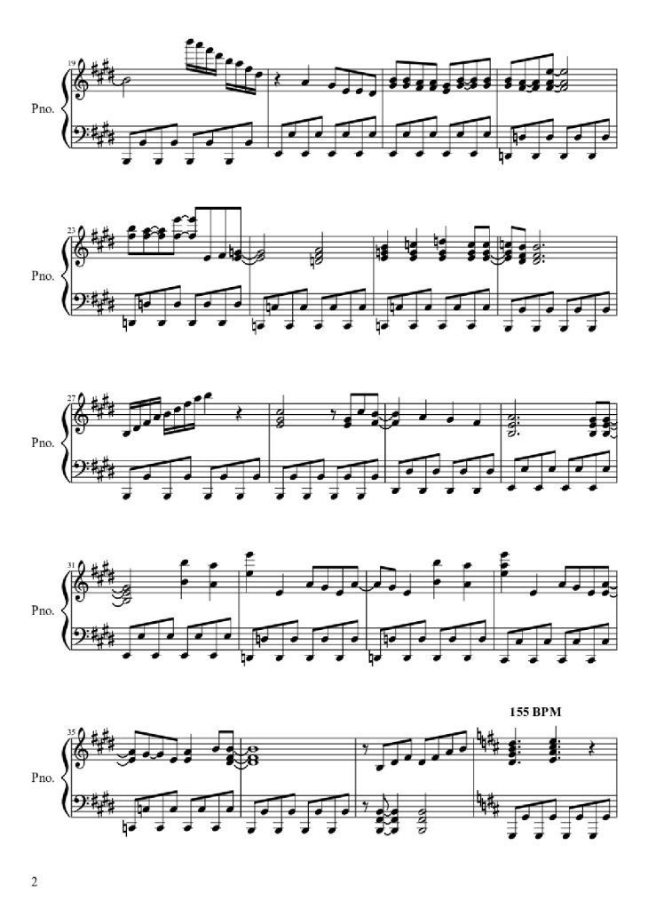 Page 2 of the piano sheet music PDF Piano – Dragon Ball Z Piano by Arr.: Javier Alonso Silva