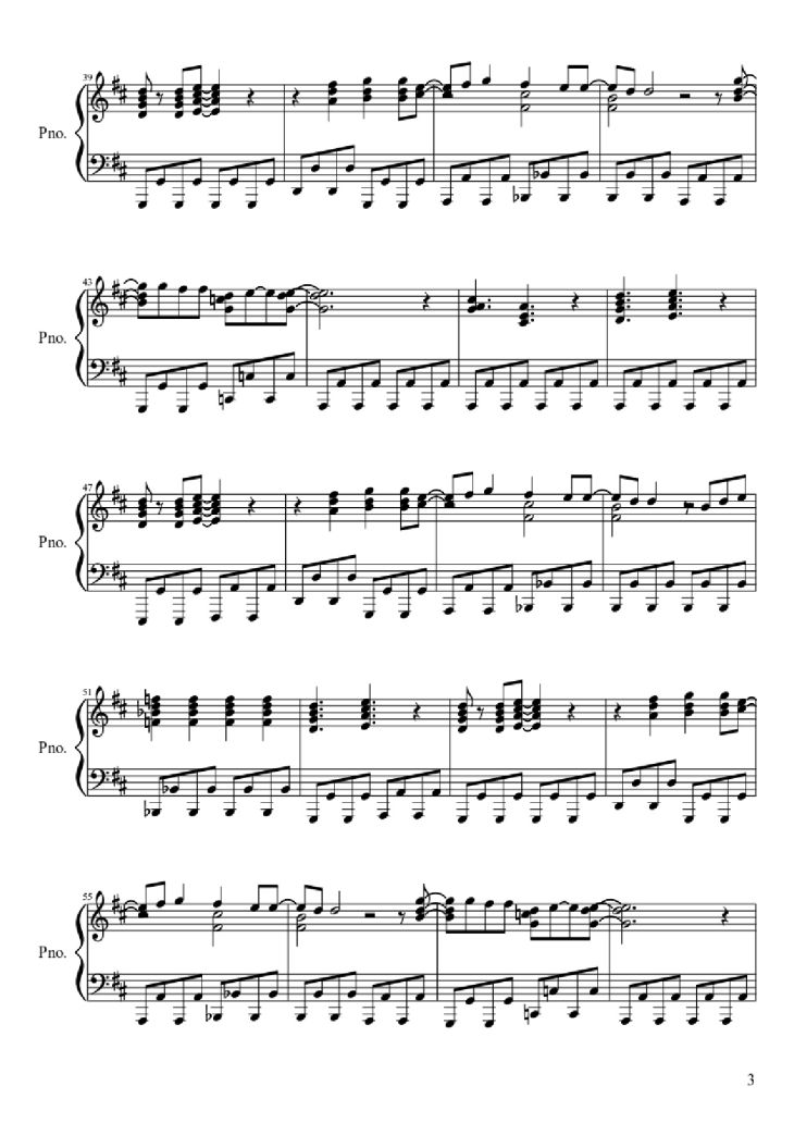 Page 3 of the piano sheet music PDF Piano – Dragon Ball Z Piano by Arr.: Javier Alonso Silva