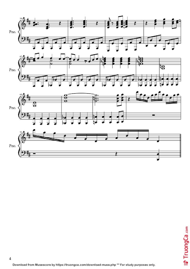 Page 4 of the piano sheet music PDF Piano – Dragon Ball Z Piano by Arr.: Javier Alonso Silva