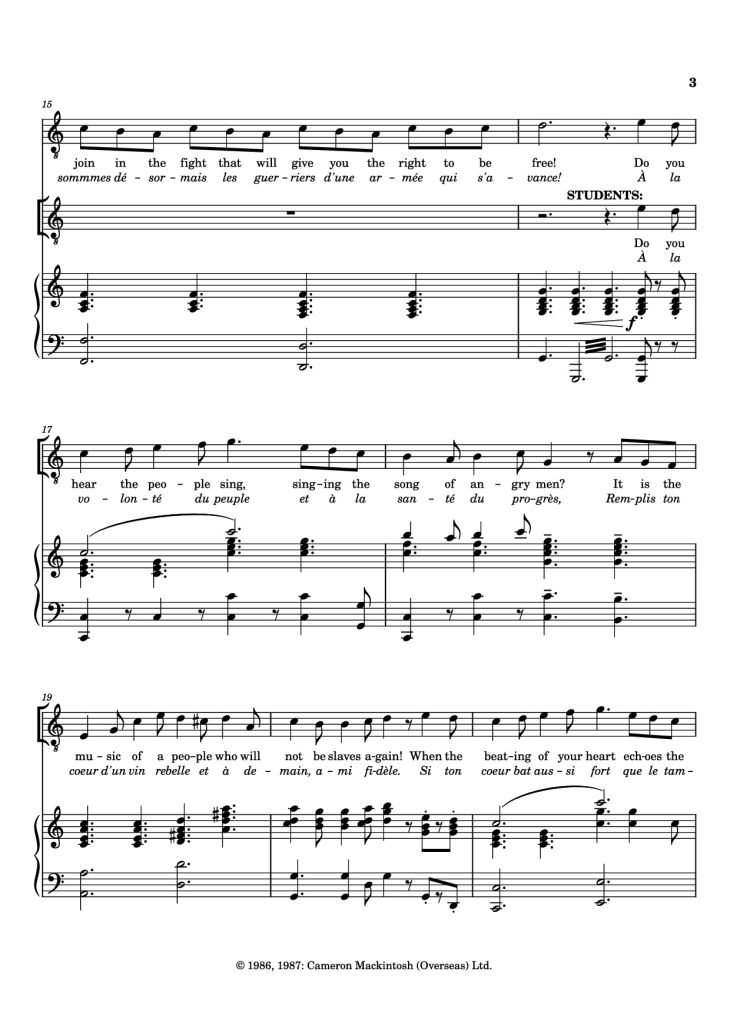 Page 3 of the piano sheet music PDF – The People’s Song Piano by ALAIN BOULIL and