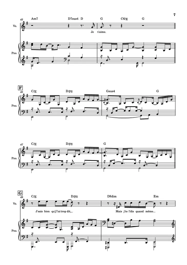 Page 7 of the piano sheet music PDF Piano – J