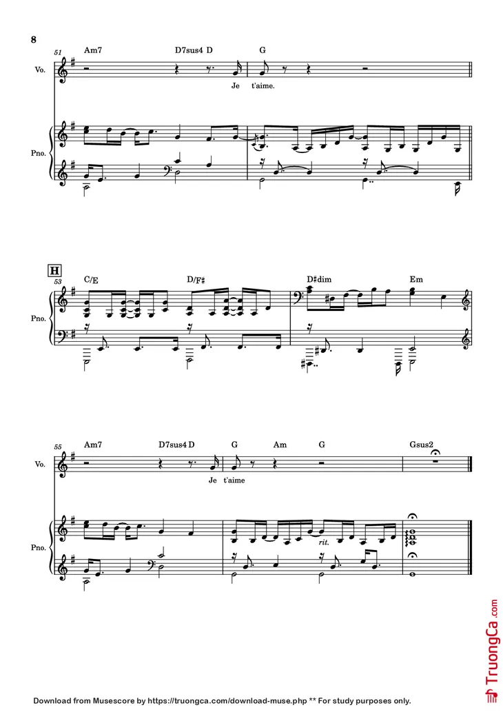 Page 8 of the piano sheet music PDF Piano – J