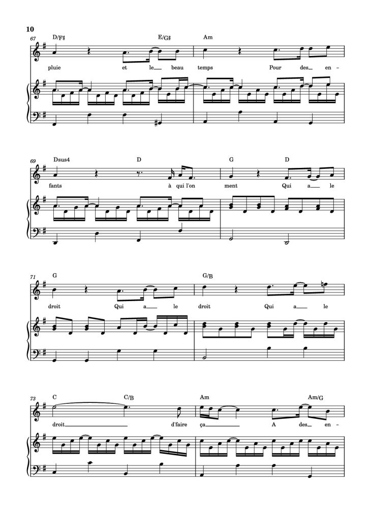 Page 10 of the piano sheet music PDF Piano – Qui a le droit Piano by Patrick Bruel