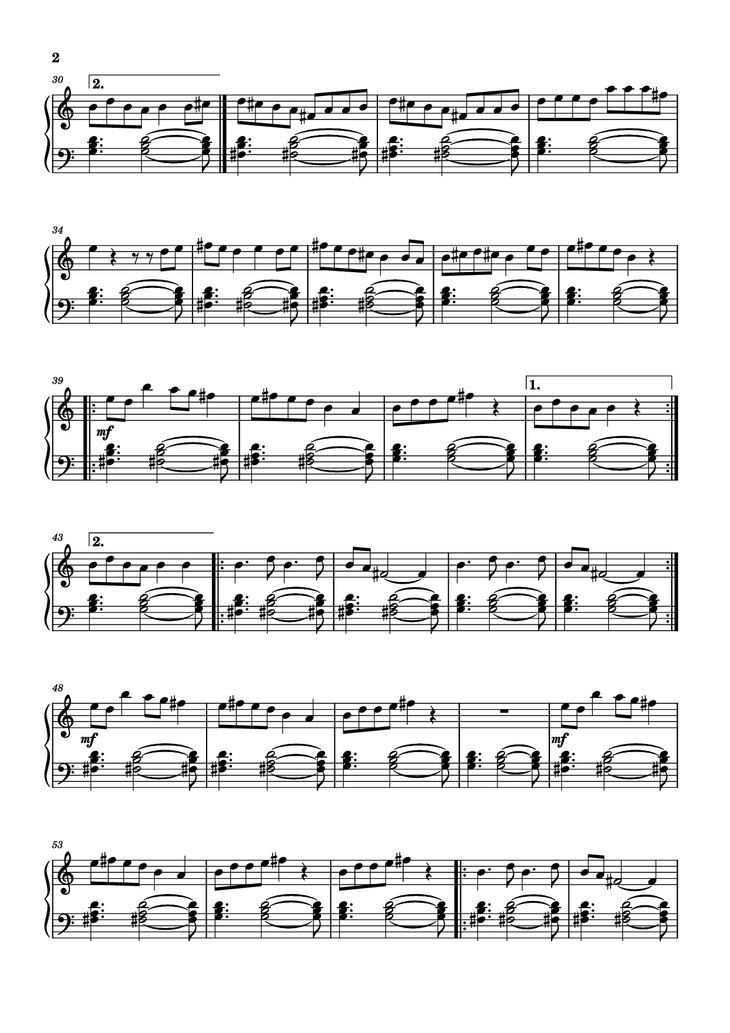 Page 2 of the piano sheet music PDF Piano – Harpy Hare Piano by Композитор / аранжировщик