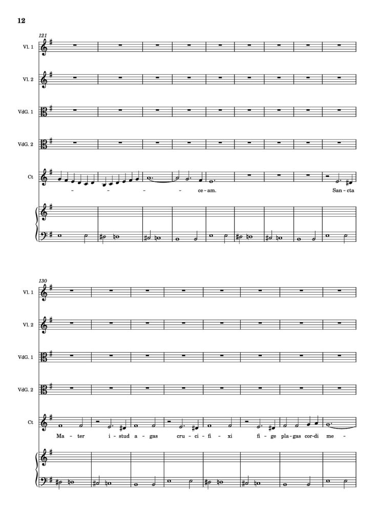 Page 12 of the piano sheet music PDF Piano – Stabat mater (Pianto della Madonna) Piano by Giovanni Felice Sances