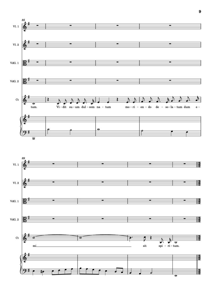Page 9 of the piano sheet music PDF Piano – Stabat mater (Pianto della Madonna) Piano by Giovanni Felice Sances