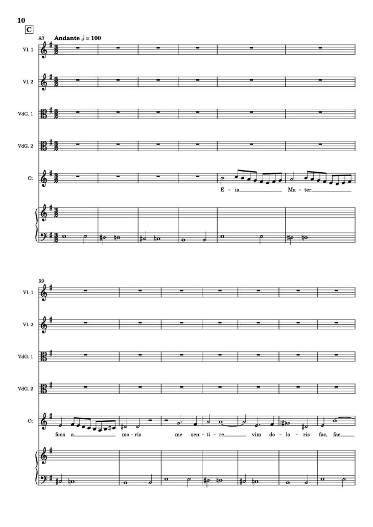 Page 10 of the piano sheet music PDF Piano – Stabat mater (Pianto della Madonna) Piano by Giovanni Felice Sances