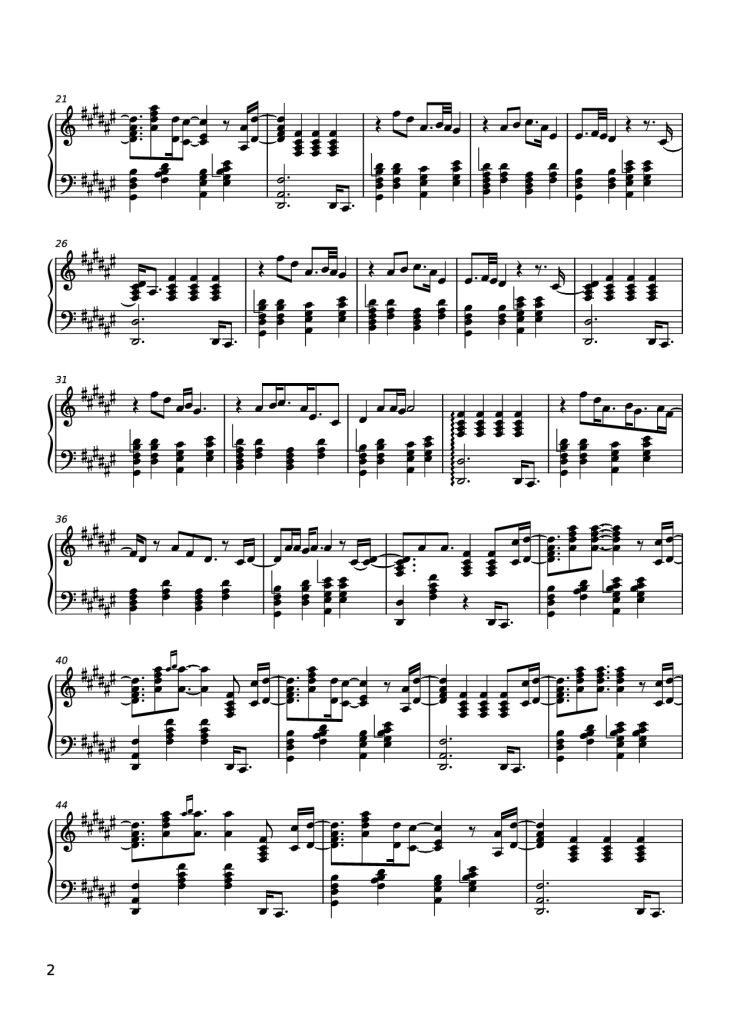Page 2 of the piano sheet music PDF Piano – Chamber of Reflection Piano by Music by Mac DeMarco