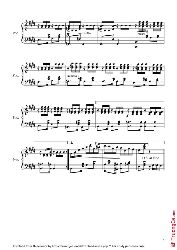 Page 3 of the piano sheet music PDF Piano – Odeon Piano by Esnesto Nazareth Hubaldo Maurício