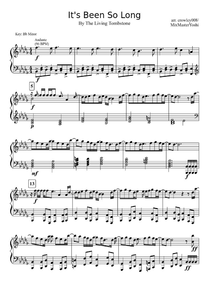 Page 1 of the piano sheet music PDF Piano – It