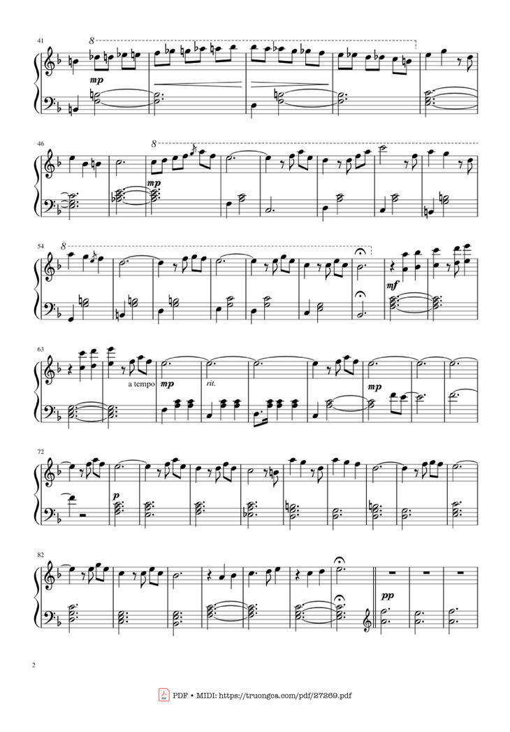 Page 2 of the piano sheet music PDF Piano – Married Life Piano by Michael Giacchino