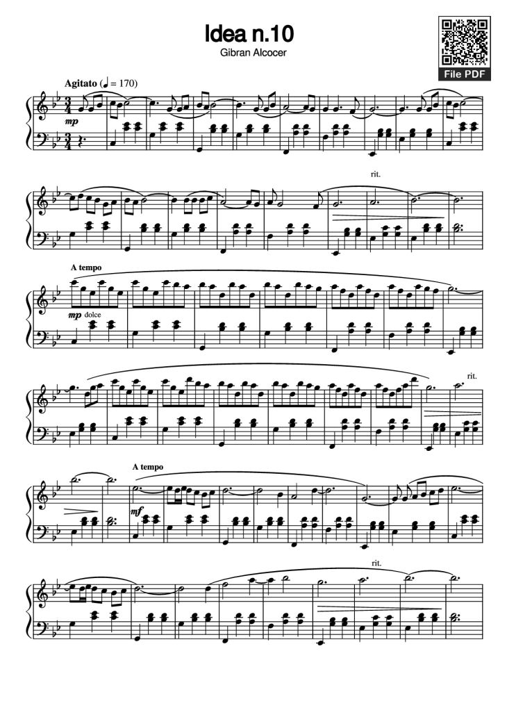 Page 1 of the piano sheet music PDF Piano – Idea n.10 Piano by Undefined