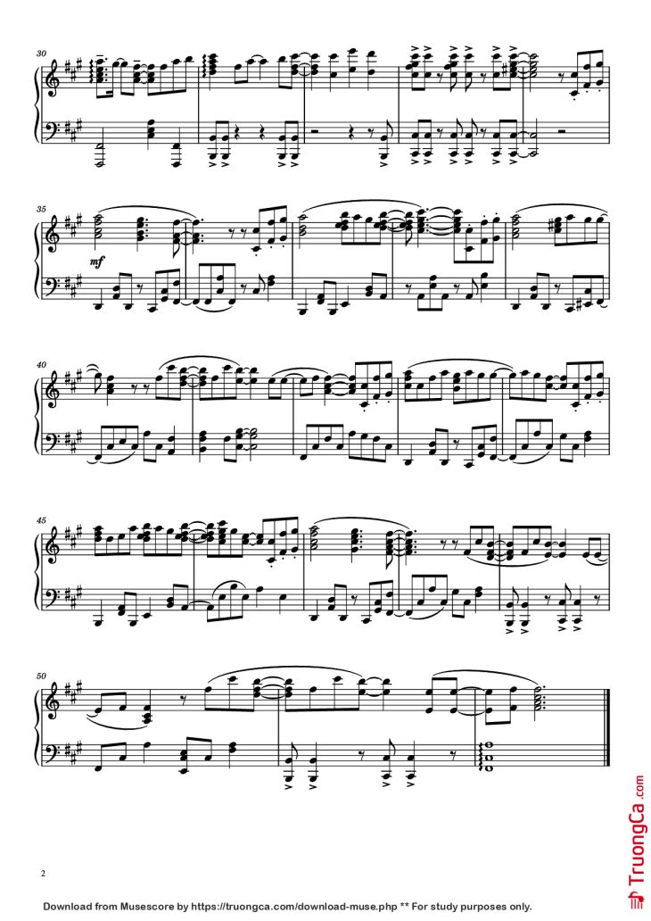 Page 2 of the piano sheet music PDF Piano – Blue bird Piano by Ikimonogakari