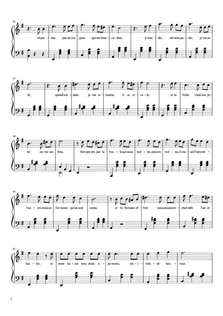 Page 2 of the piano sheet music PDF Piano – La Foule Piano by Musique: Ángel Cabral