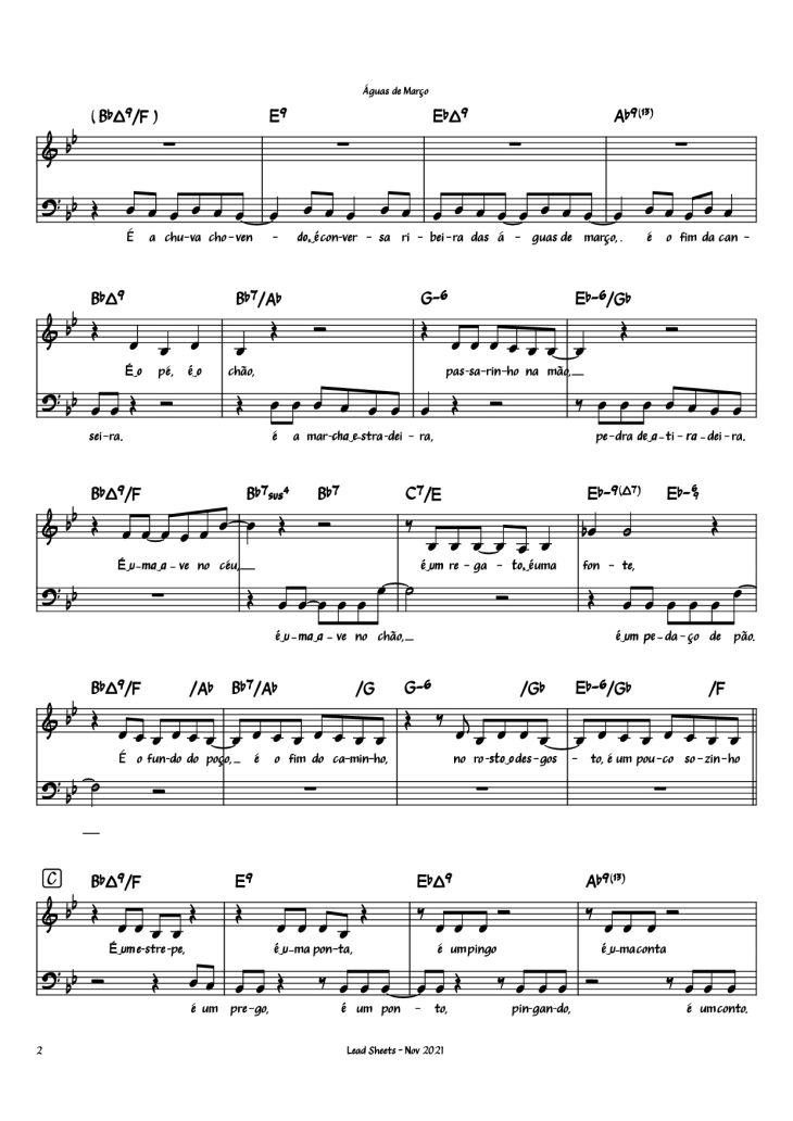 Page 2 of the piano sheet music PDF Piano – Águas de Março Piano by Antônio Carlos Jobim