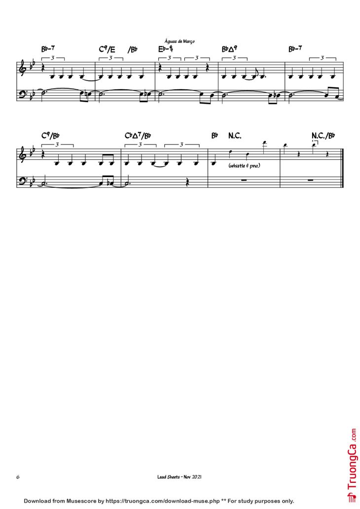 Page 6 of the piano sheet music PDF Piano – Águas de Março Piano by Antônio Carlos Jobim