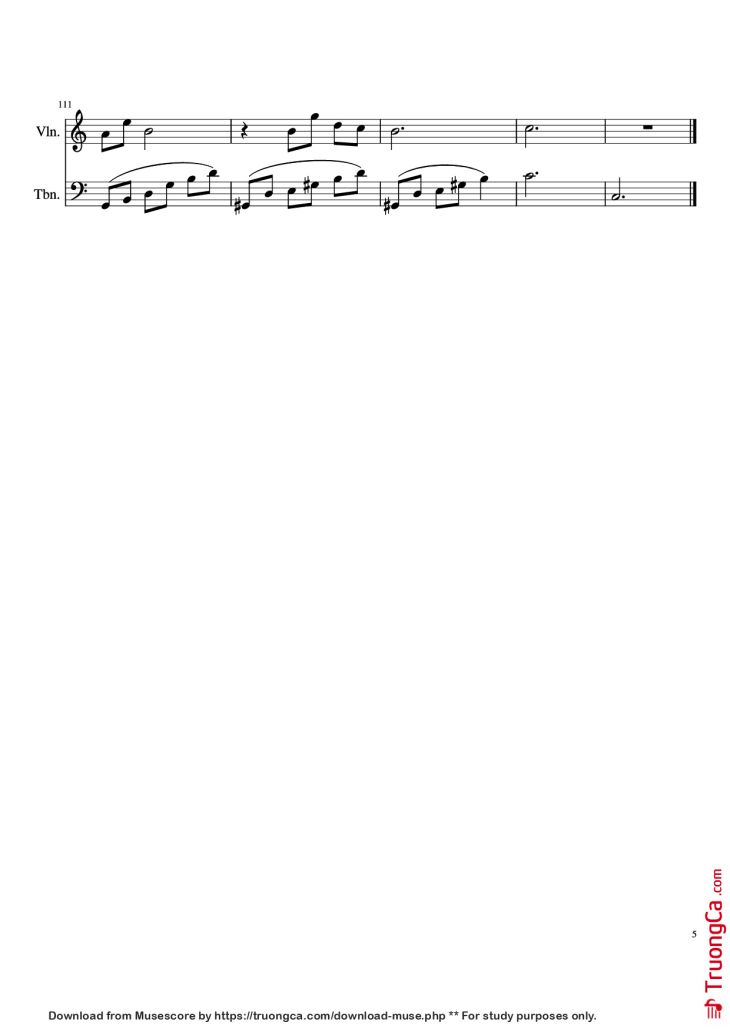 Page 5 of the piano sheet music PDF – Hylian Duet Violin by Original Composers: Koji Kondo