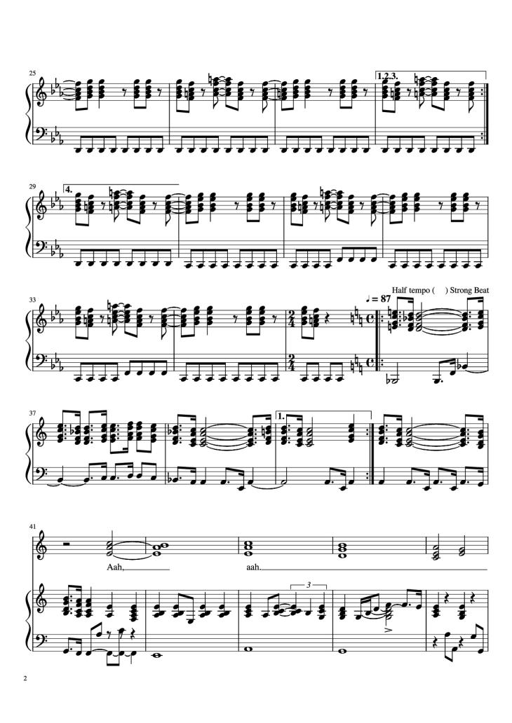 Page 2 of the piano sheet music PDF Piano – Fool