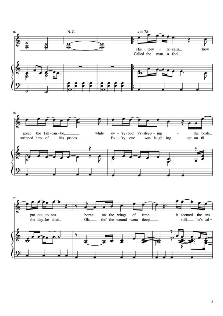 Page 3 of the piano sheet music PDF Piano – Fool