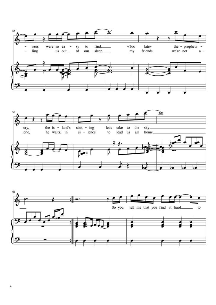 Page 4 of the piano sheet music PDF Piano – Fool