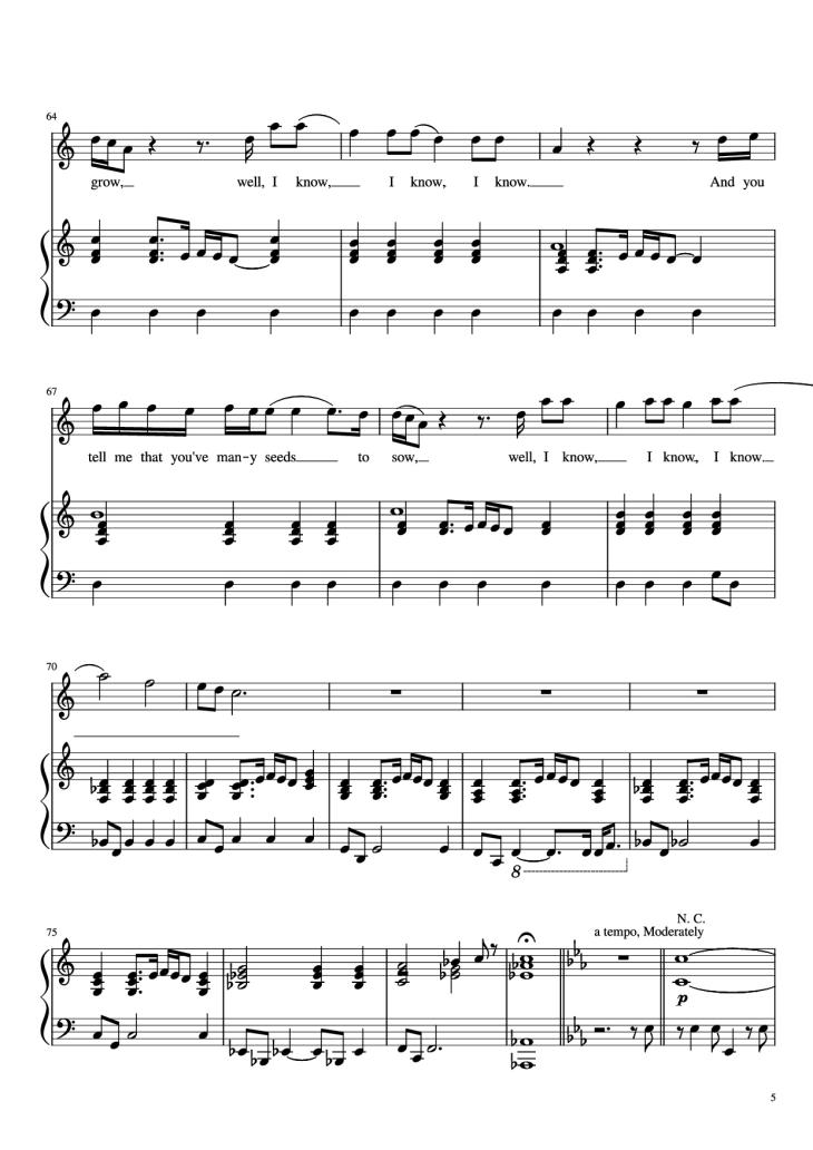 Page 5 of the piano sheet music PDF Piano – Fool