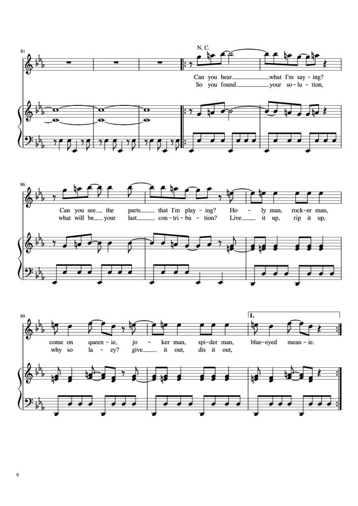 Page 6 of the piano sheet music PDF Piano – Fool