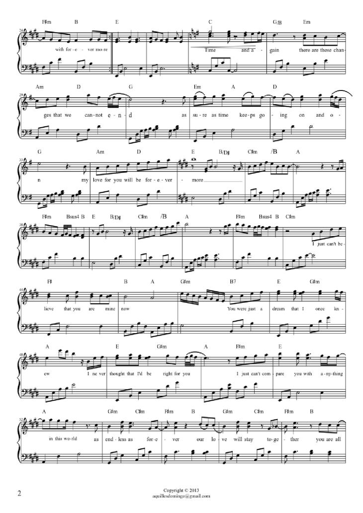 Page 2 of the piano sheet music PDF Piano – Forevermore Piano by SIDE A