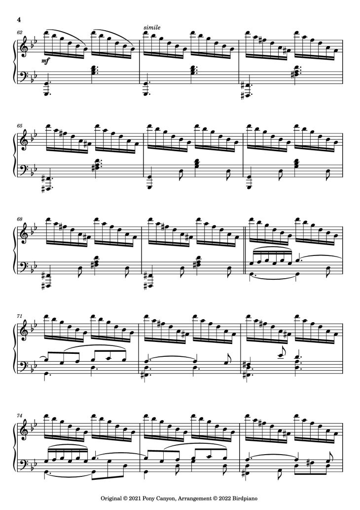 Page 4 of the piano sheet music PDF Piano – The Other Side of the Sea Piano by KOHTA YAMAMOTO